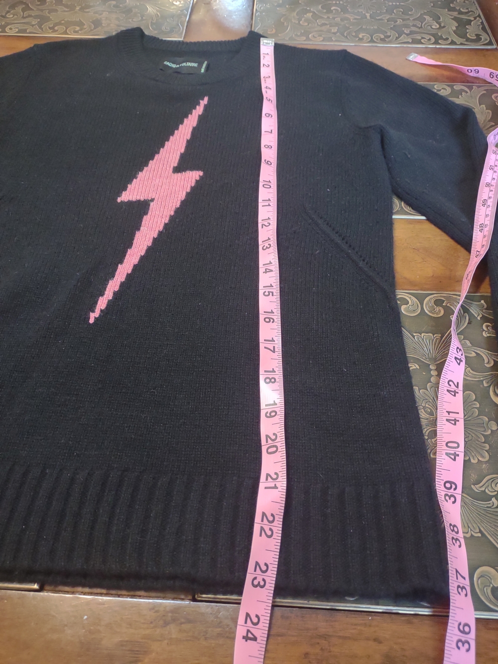 Zadig & Voltaire Cashmere Lightning Bolt Sweater Black Crewneck - Picture 7 of 10